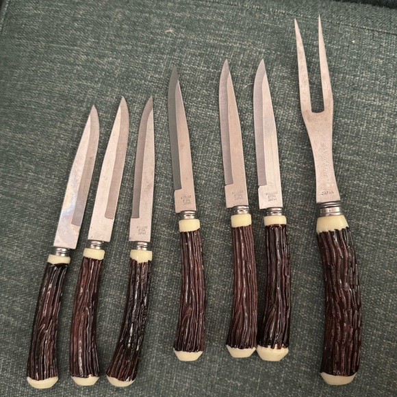 Other - Vintage faux deer antler steak knives & fork